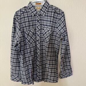 Sovereign Code Jackson blue plaid button up long sleeve western shirt Medium